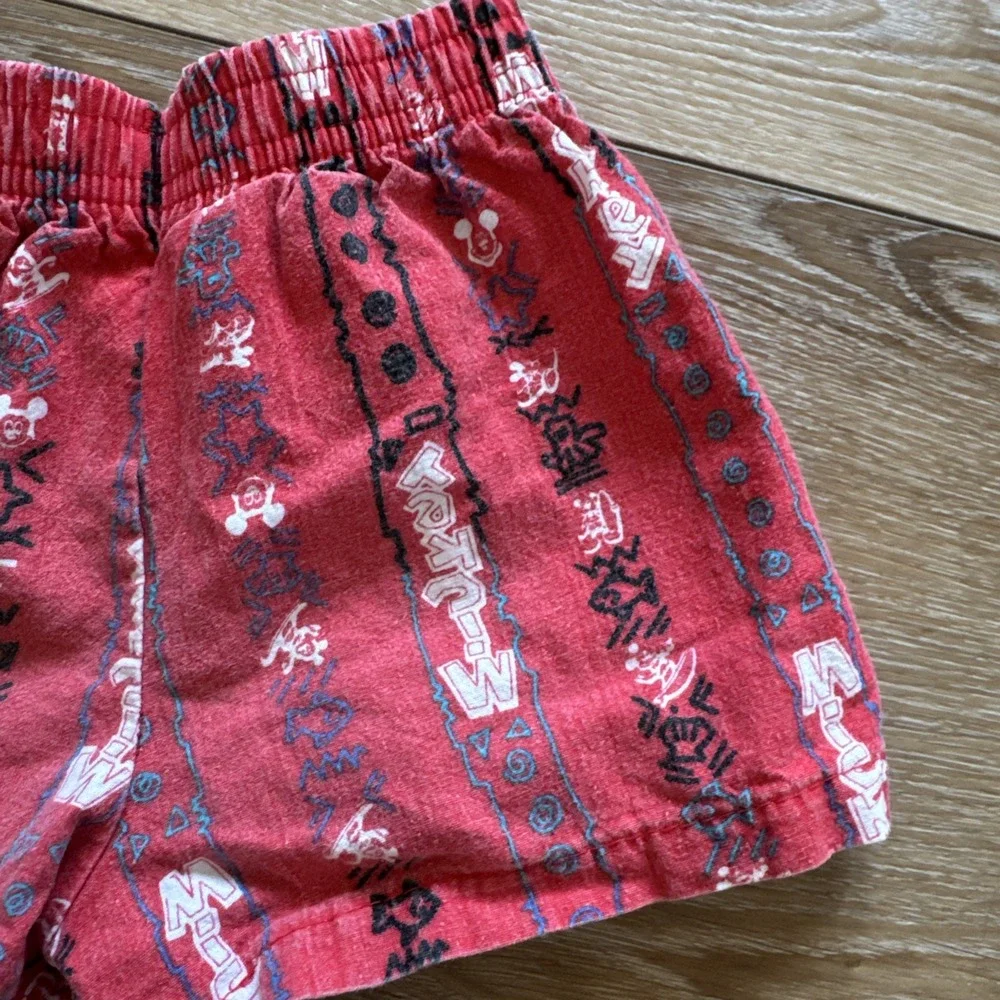 Vintage Mickey Mouse Shorts Infants 6-9 months Disney AOP Red Cotton‎ 90s